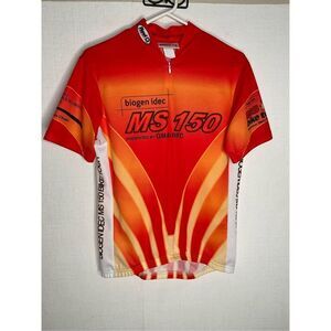 Revi Cycling Jersey Men’s Size Medium Red Orange 1/2 Zip‎ MS 150